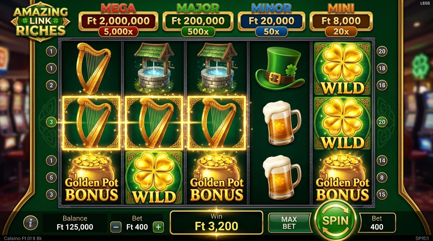 Amazing Link Riches játéktér és szimbólumok elrendezése
